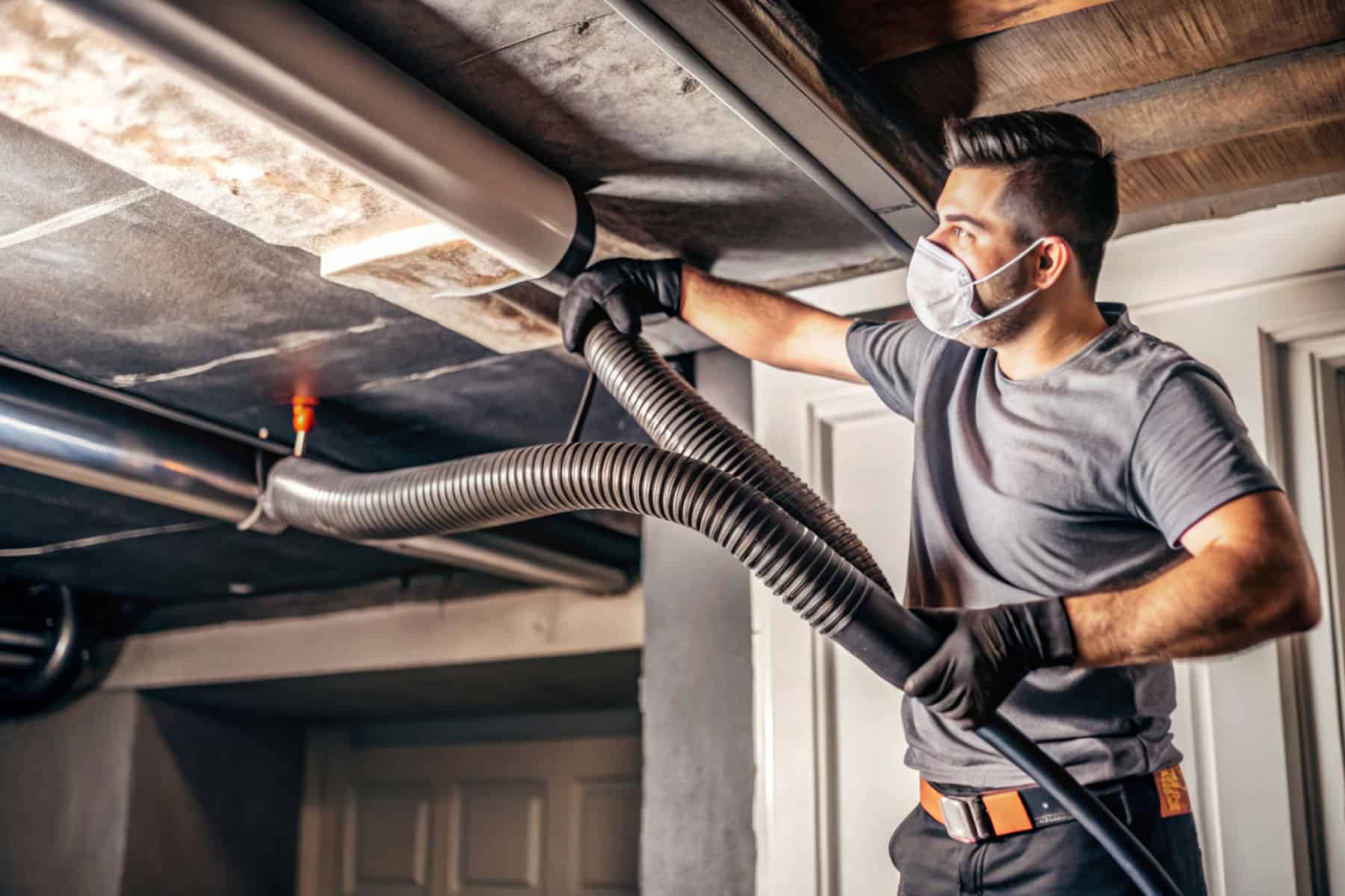 Dryer vent cleaning in progress