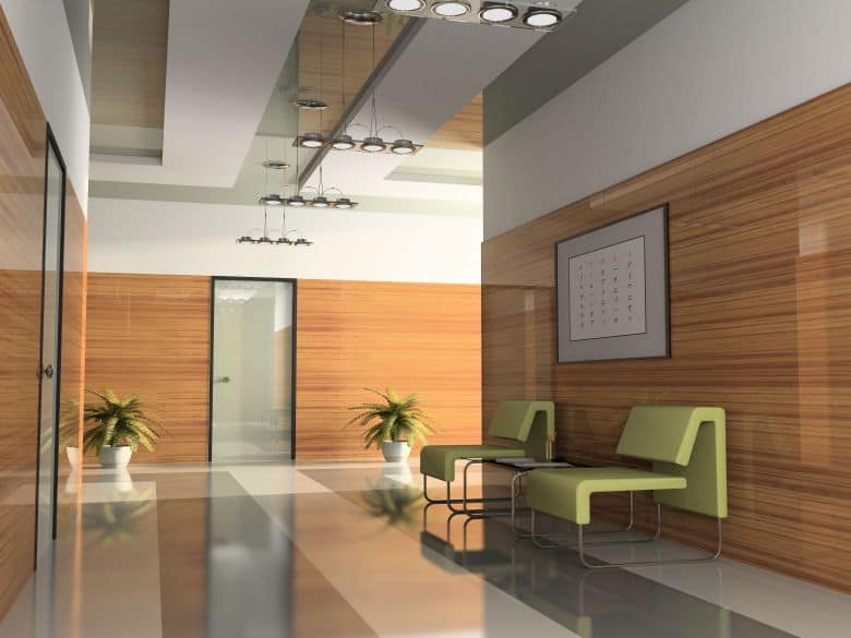 Commercial office space being professionally cleaned