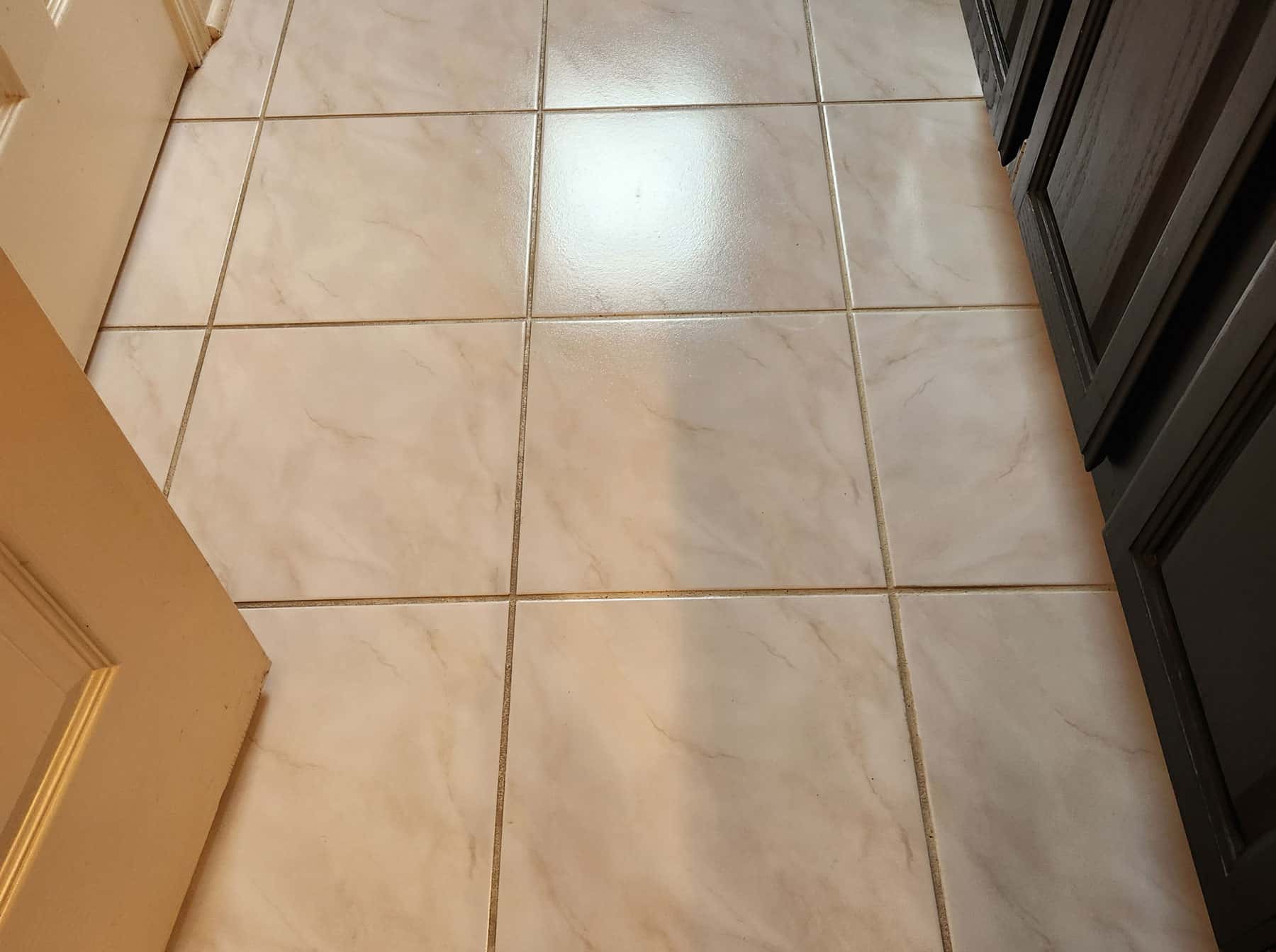 Professional cleaning tiled floor